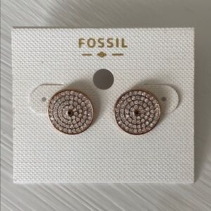 Fossil Gold and Crystal Earrings